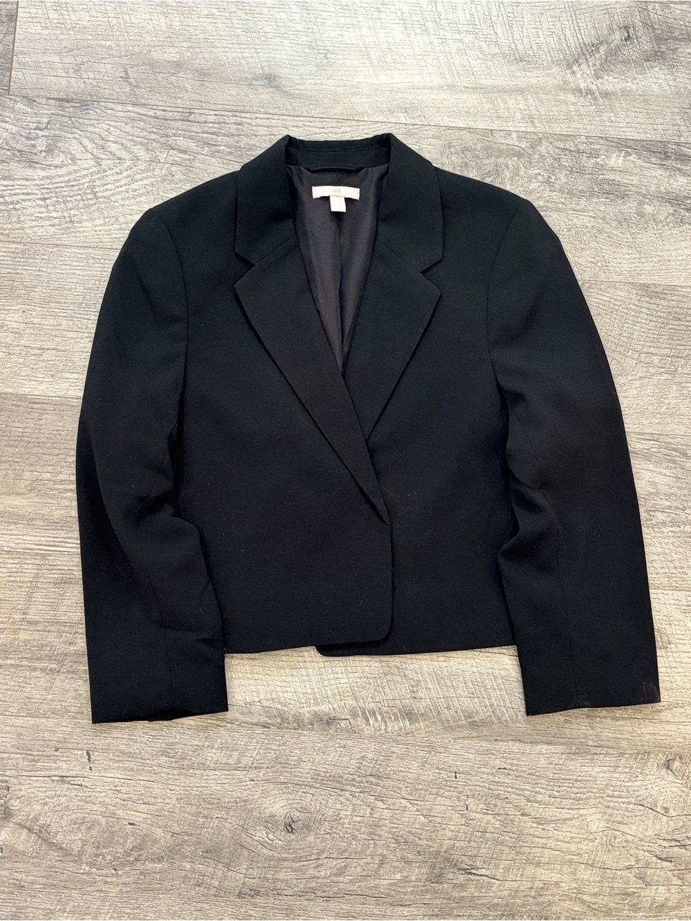 H&M Women’s S Black Solid Lined Short Blazer Suit Jacket Long Sleeve